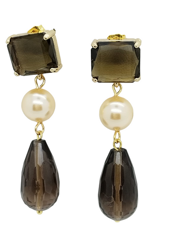 Noblesse earring - smoky quartz drops