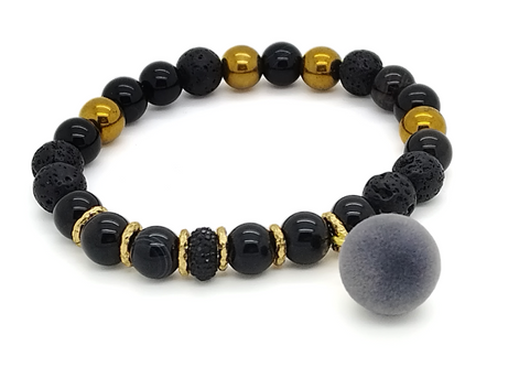Athena bracelet - Lava stones & Tassel