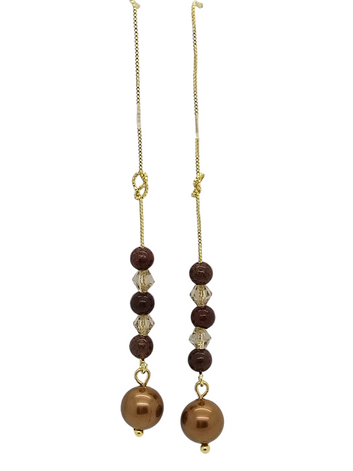 Venice earring - Gold plated tassel - Purple aventurine - Shell pearl