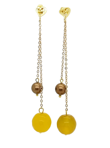 Venice earring - Goldenrod agate - Shell pearl