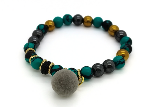 Bracelet Athena - Turquoise & Pompon