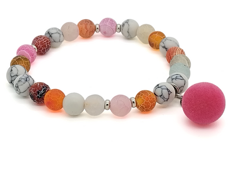 Athena bracelet - Agate howlite pink & Tassel