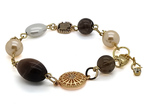 Amore bracelet - smoky quartz - shell pearl