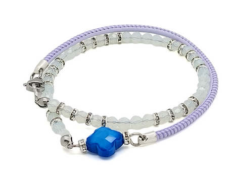 Diamond double nappa leather wrap bracelet - Opalite