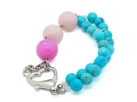 Senorita bracelet - Rose quartz - Turquoise