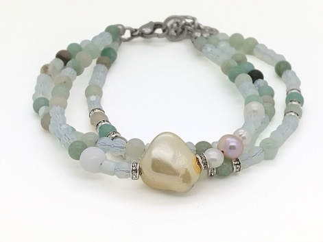 Venice triple bracelet - fleur-amazonite