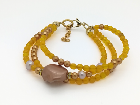 Venice triple bracelet - Agate orange foncé