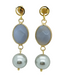 Venice Boucle d'oreille - Goutte d'agate blanche - Perle de nacre