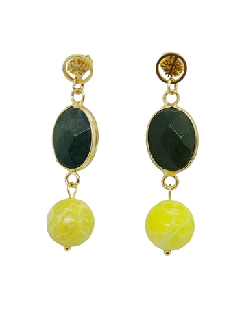 Venice earring - Aquatic agate drop - fire agate