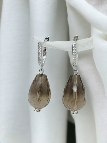 Venice earring - Sterling silver - Smoky quartz drops
