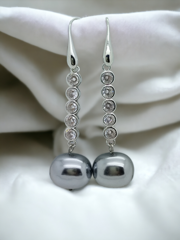 Venice earring - Sterling silver - Shell pearl dark gray