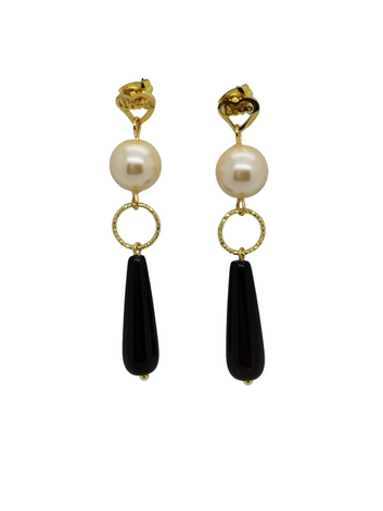 Venice earring - Agate drops - Shell pearl