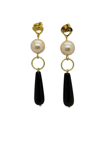 Venice Boucle d'oreille - Goutte d'agate - Perle de nacre