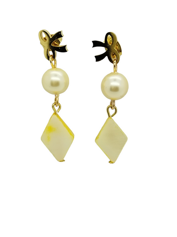Venice earring - Freshwater - Diamond pearl - Yellow